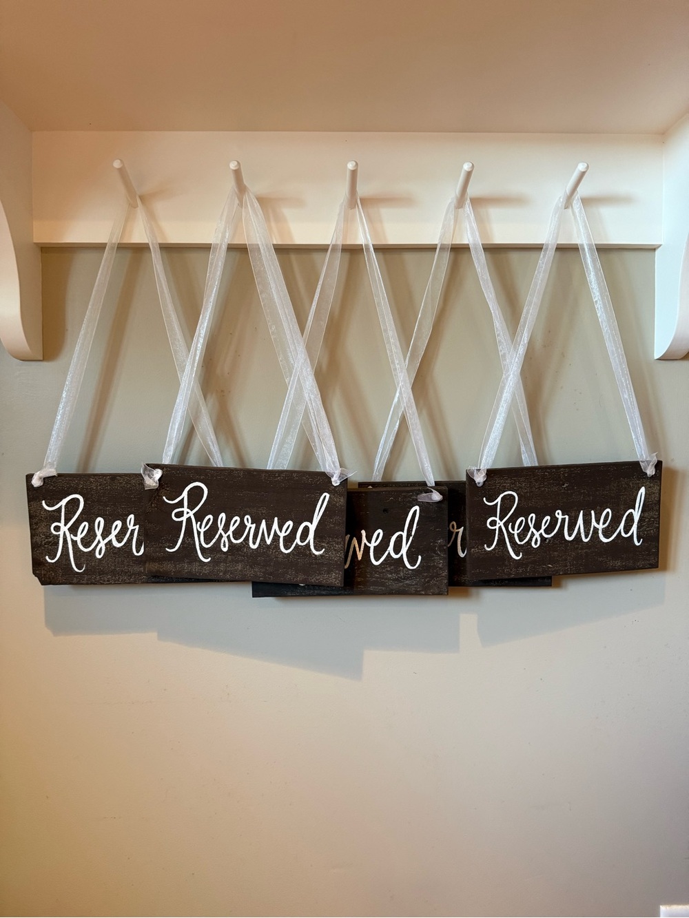 Set of 6 ‘Reserved’ Wooden Hanging Signs